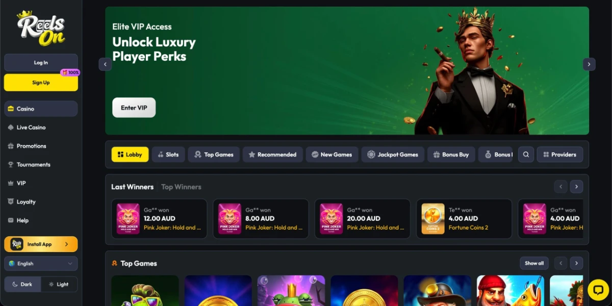 ReelsOn lobby screenshot